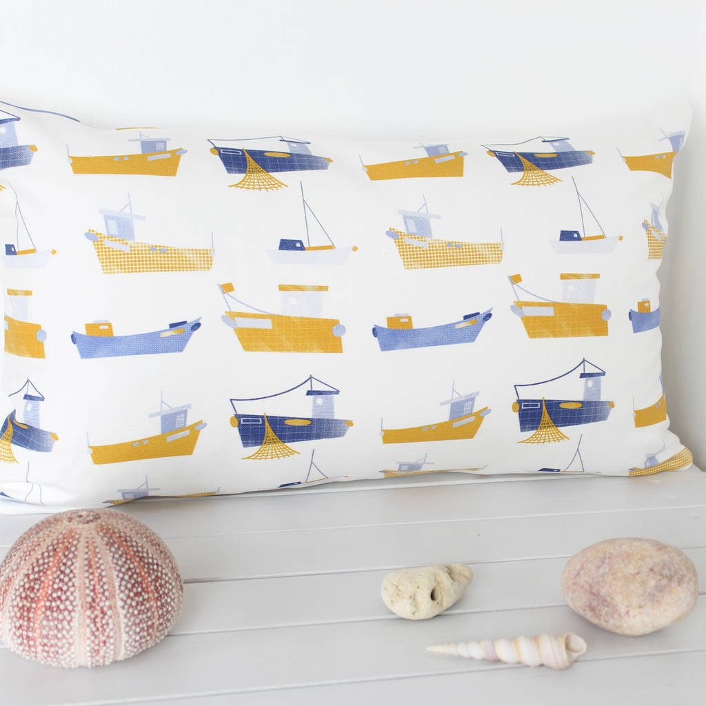 Harbour Boats Cushion Cover By Louise Brainwood