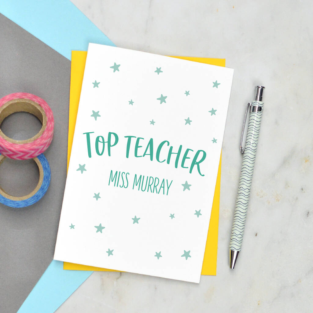Top Teacher Card By Pink And Turquoise