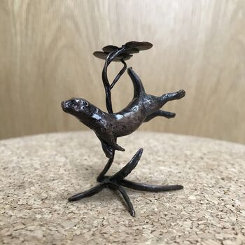 Miniature Bronze Otter Sculpture 8th Anniversary Gift, 4 of 12