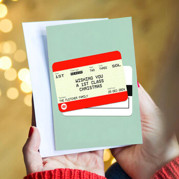 Personalised Train Ticket Christmas Card, 4 of 5