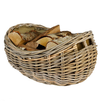 Boat Shaped Rattan Log Basket With Cordura Lining, 2 of 6