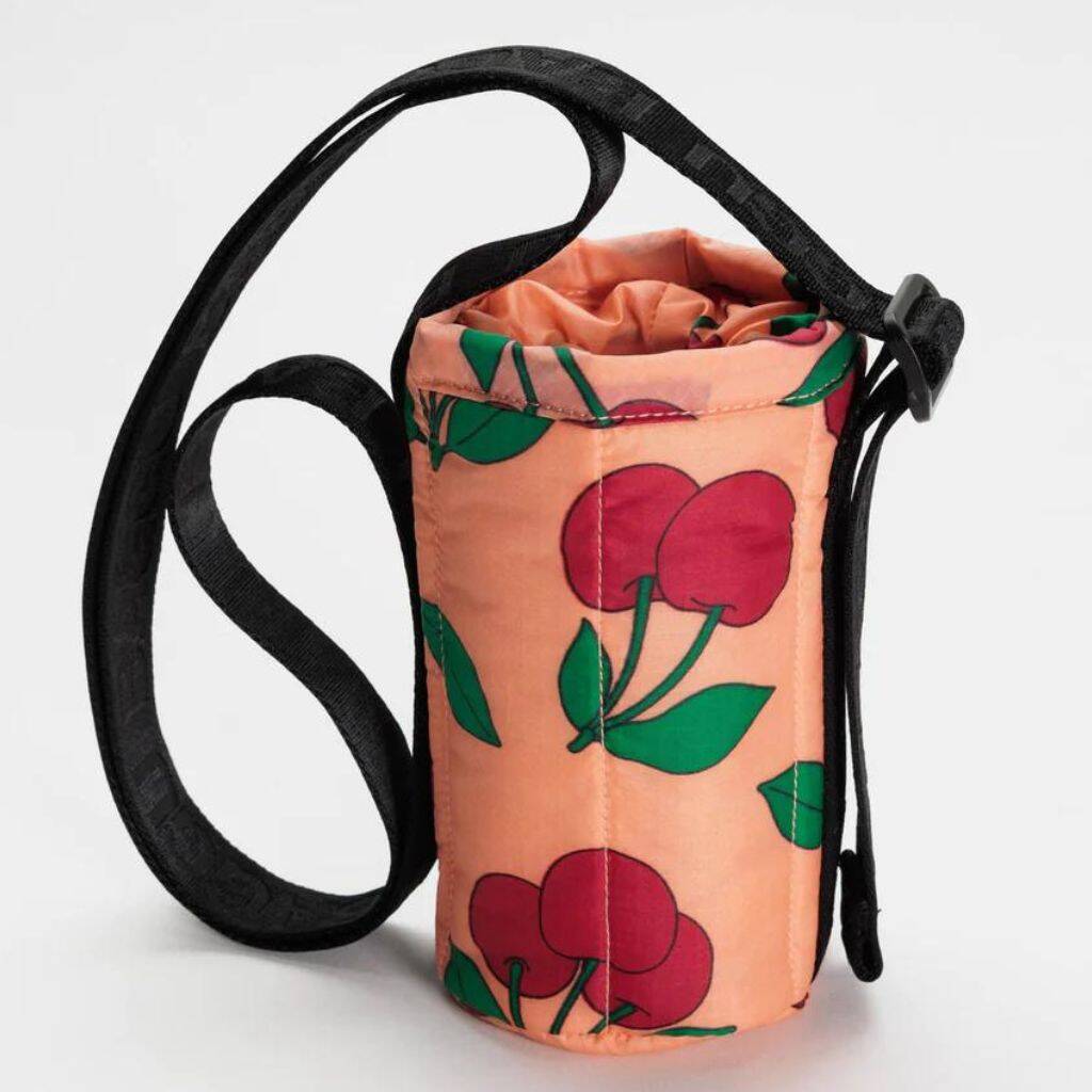Cherry Red Pink Puffy Water Bottle Sling, 1 of 3
