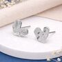 Sterling Silver Hammered Heart Stud Earrings – 12mm, thumbnail 1 of 5