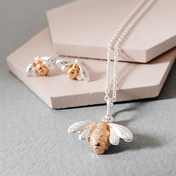 Silver And Gold Plated Bee Necklace, 2 of 3