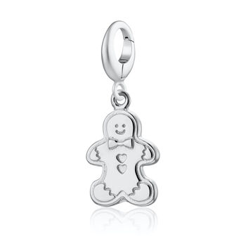 Gingerbread Man Charm Necklace, Silver Or Gold Plated, 3 of 11