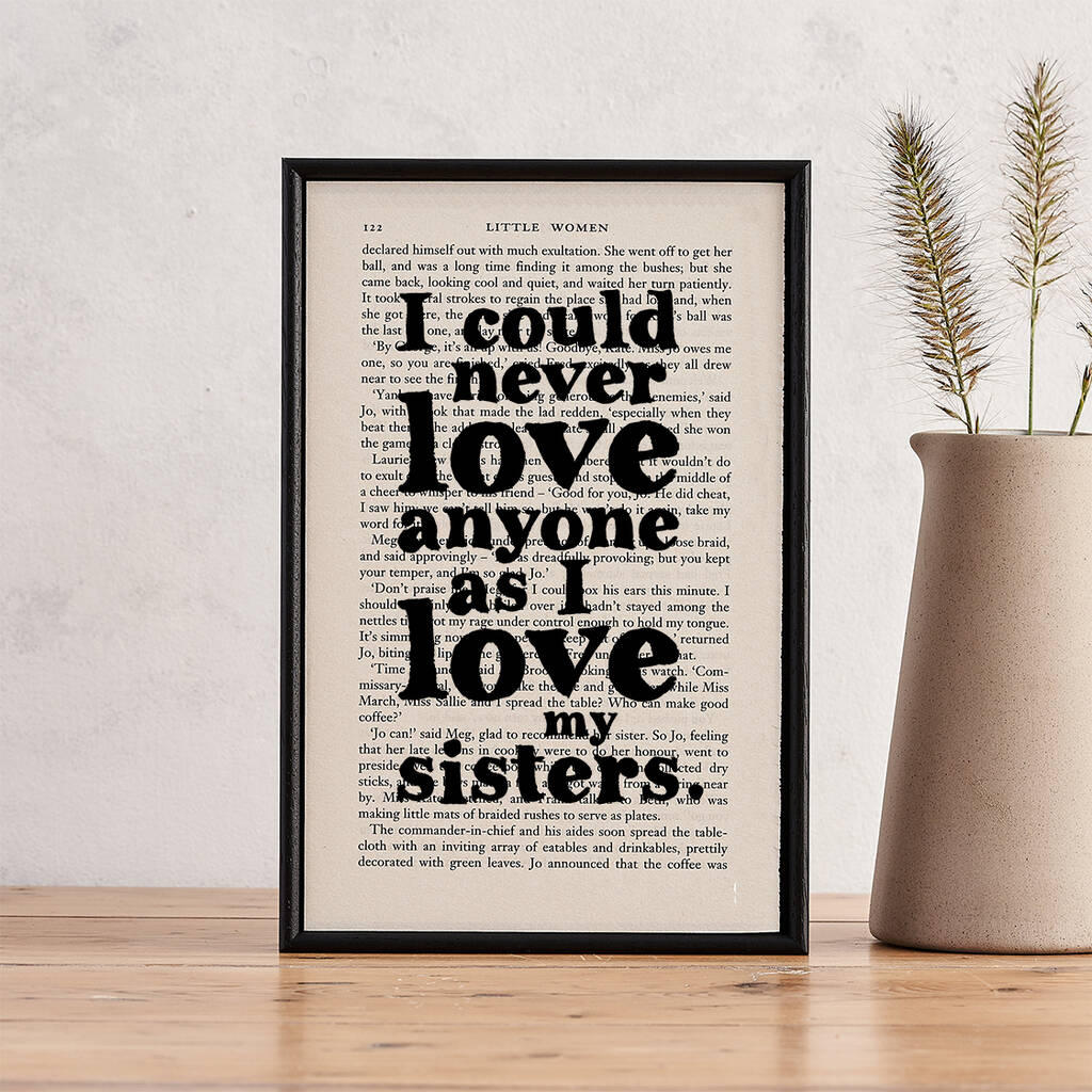 'As I Love My Sisters' Little Women Book Page Print, 1 of 5
