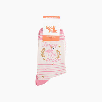 Fancy As Flock Flamingo Combed Cotton Socks In Pink, 4 of 4