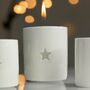 White Ceramic Tea Light Holders With Star, thumbnail 2 of 9