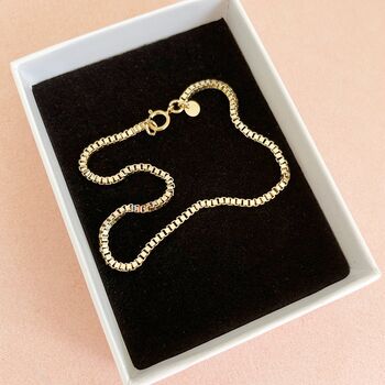 Langston Box Chain Gold Plated Delicate Metal Bracelet, 4 of 5