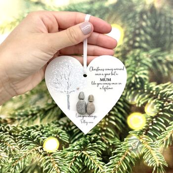 Personalised Sister Pebble Heart Bauble Decoration, 7 of 7