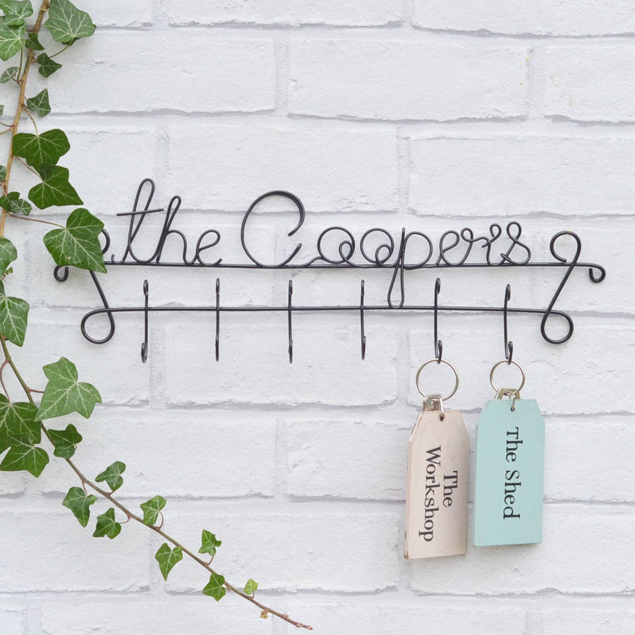 personalised family name wire key hook by the letter loft