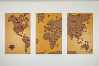 Large Personalised Wooden And Mirror World Map Wall Art, 5 of 7
