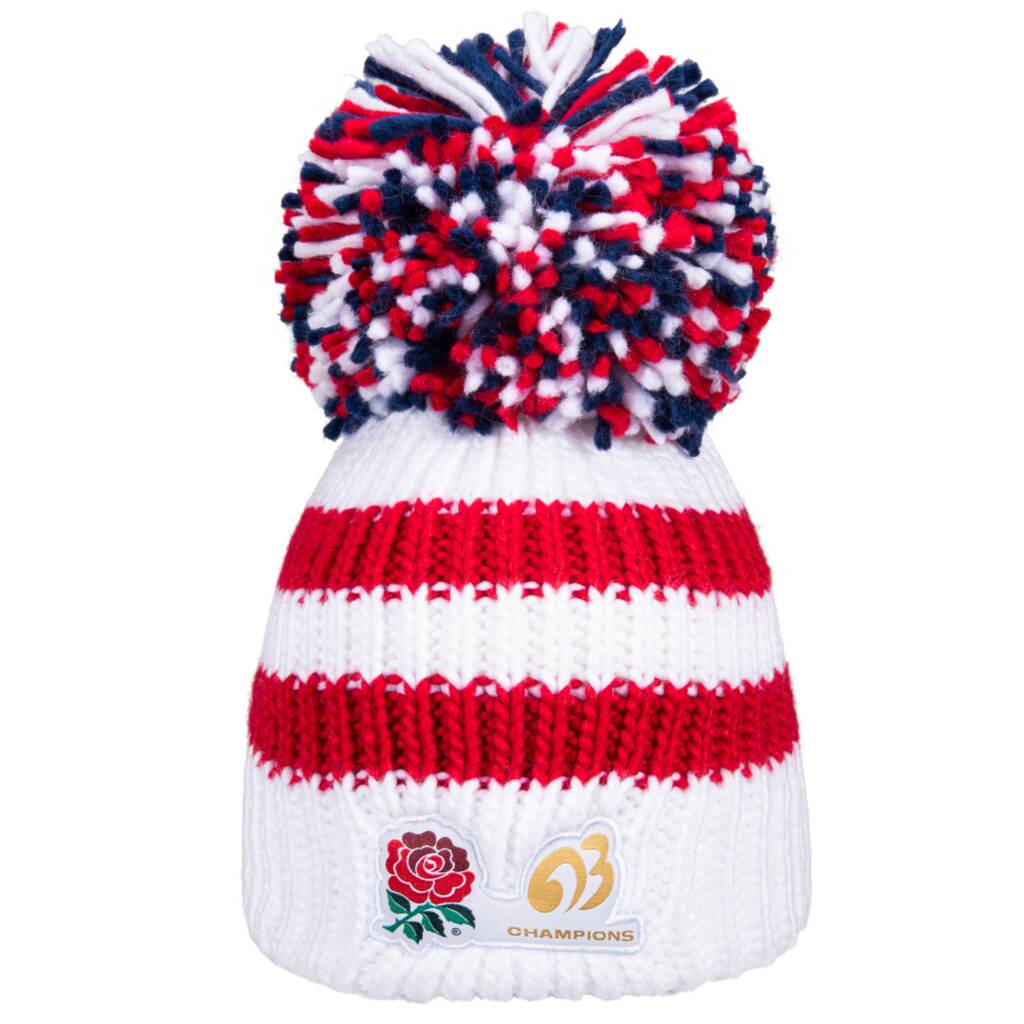 England Rugby Striped Big Bobble Hat