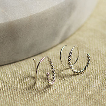 Illusion Double Hoop Silver Rope Earrings, 3 of 5