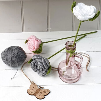 Personalised Crochet Wool Copper Anniversary Rose Vase, 6 of 7