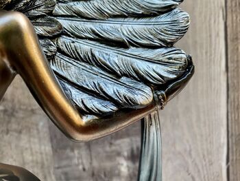 Art Deco Bronze Lady Figurine Silver Dress And Fan 38cm, 9 of 12