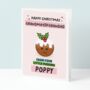 Personalised Grandma And Grandad Little Pudding Christmas Card, thumbnail 1 of 3