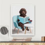 Your Own Dog Reading Book Wall Art Print, Customise Colours And Book Title, thumbnail 1 of 4