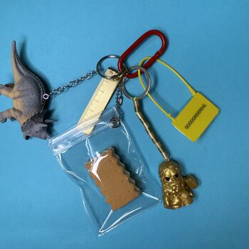 Brass Ruler Keyring Bag Charm Bunch With Dinosaur Goodordering, 2 of 7