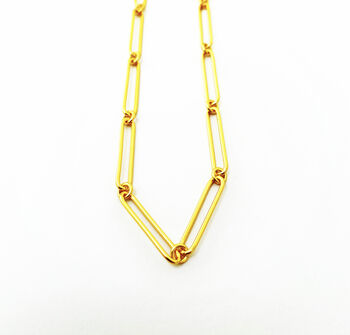 Hollow Paperclip Gold Vermeil Necklace, 2 of 3