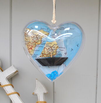 Personalised Map Sail Boat Message Heart, 2 of 12
