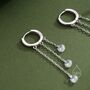 Cz Cascade Huggie Hoop Earrings In Sterling Silver, thumbnail 6 of 10