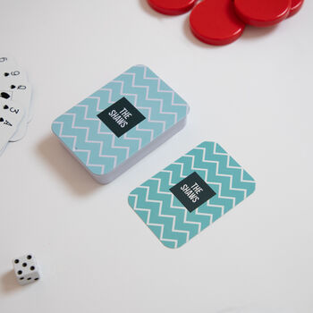 Personalised Family Zig Zag Playing Cards In A Tin, 2 of 8
