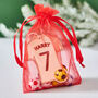 Personalised Football Shirt Christmas Gift Tag And Bag Of Chocolate Footballs, thumbnail 3 of 3