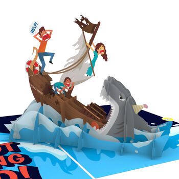 We're In The Same Old Boat! Funny Birthday Card With Fun 3D Pop Up Sinking Ship, 7 of 8