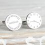 Personalised Any Message And Time Silver Cufflinks, thumbnail 1 of 4