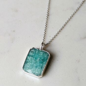 The Rectangle Amazonite Necklace, Silver, 5 of 9
