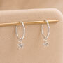 Sterling Silver Star Charm Huggie Sleeper Hoop Earrings – 10mm, thumbnail 1 of 10