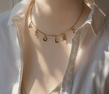 Gold Sunburst Name Necklace, 2 of 9