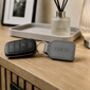 Grey Leather Personalised Key Fob, Keyring, thumbnail 4 of 6