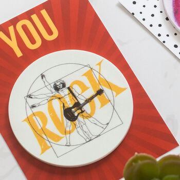 You Rock Guitar Card With Detachable Pvc Coaster, 2 of 4