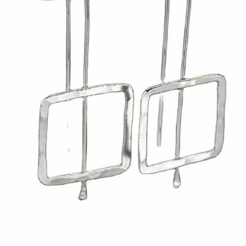 Retro Hammered Square Shape Punk Drop Earrings, 7 of 8