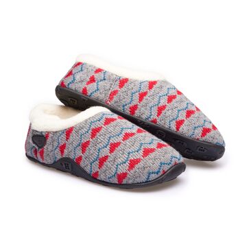 Sadie Grey Knit Red Heart Women's Slippers Indoor/Garden Shoes, 2 of 9