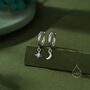 Asymmetric Moon And Star Dangle Huggie Hoop Earrings, thumbnail 1 of 12