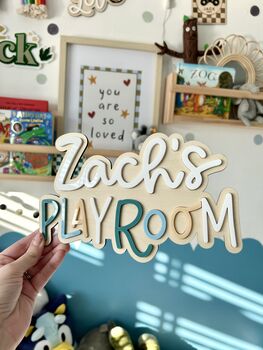Personalised Wooden Children's Playroom Sign Decor, 4 of 9