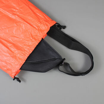 Black Leather Crossbody Sling Bag With Orange Zip, 7 of 8