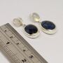 Blue Sapphire, Moonstone Sterling Silver Earrings, thumbnail 5 of 7