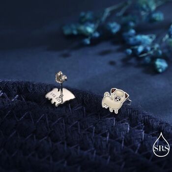 Sterling Silver Pug Stud Earrings, 6 of 12
