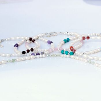 Adjustable Pearl Bracelet With Gemstone Beads, 7 of 12