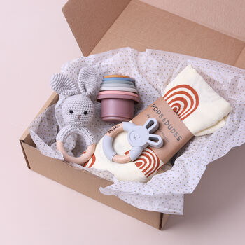 Cream And Grey Baby Gift Set ~ Option To Personalise, 2 of 4