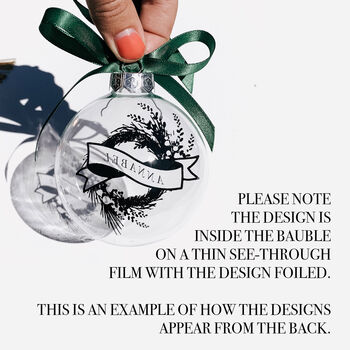 Personalised Message Botanical Glass Bauble, 3 of 4