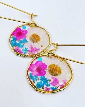 Real Daisies Circle Earrings Small Hand Made, 3 of 11