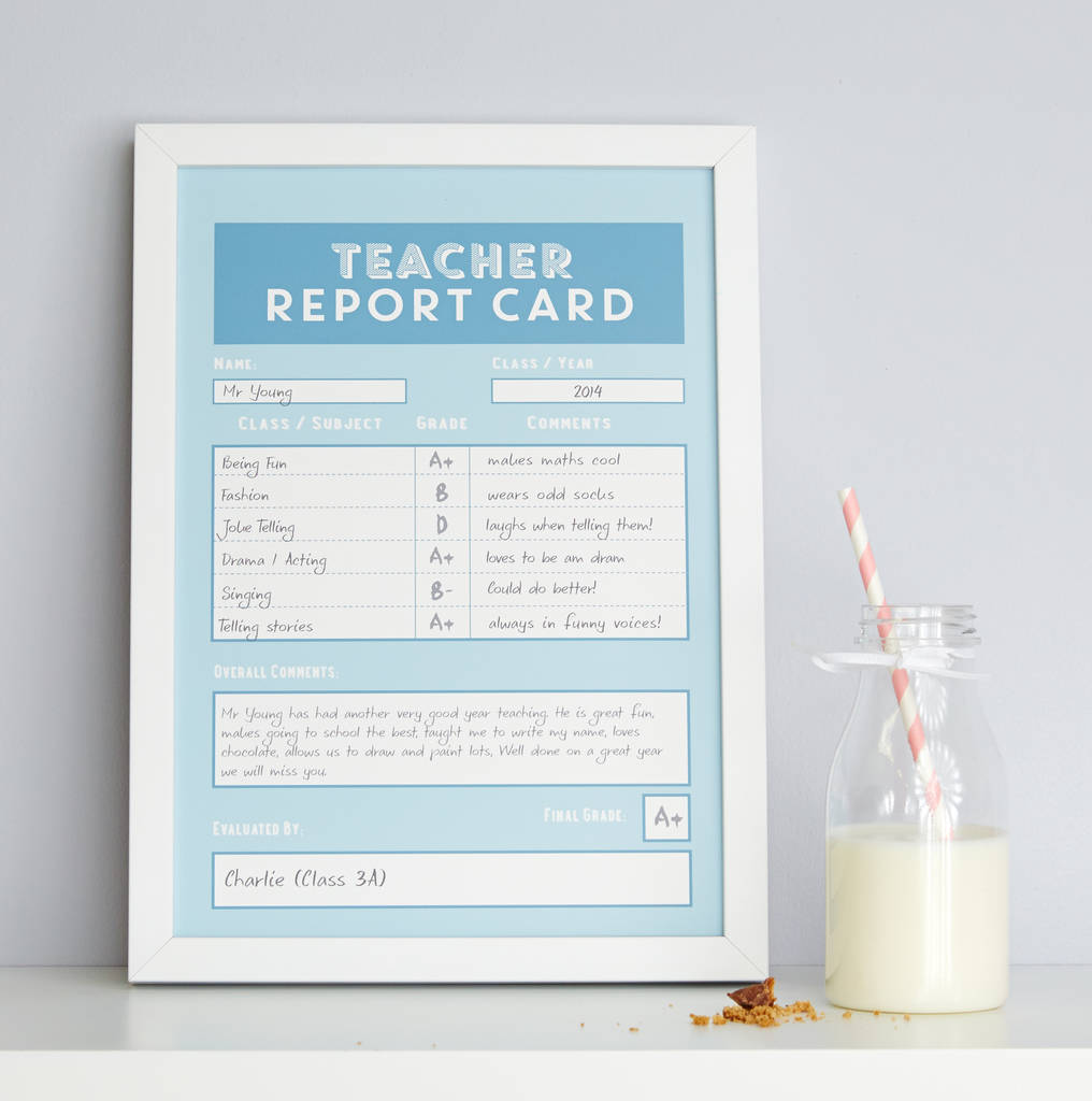 Personalised Teacher Report Card Print