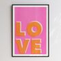 Love Typography Bright Riso Print, thumbnail 5 of 9