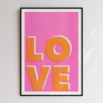 Love Typography Bright Riso Print, 5 of 9