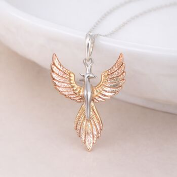 Personalised Gold Plated Sterling Silver Phoenix Pendant Necklace, 5 of 12